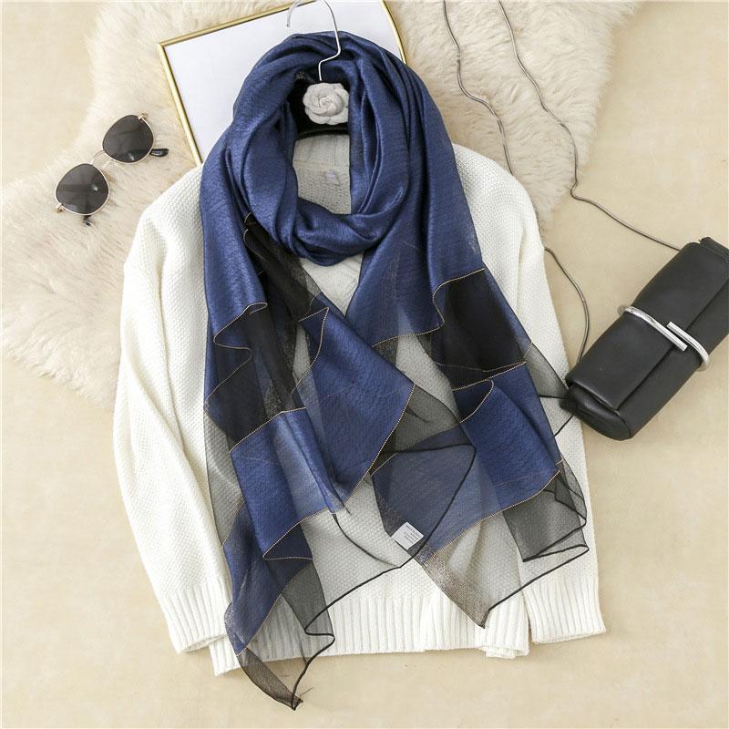 Scarves Stripe Brand Women Wool Scarf Silk For Lady Foulard Female Bandana Hijabs Scarfs Neck Shawls Wraps