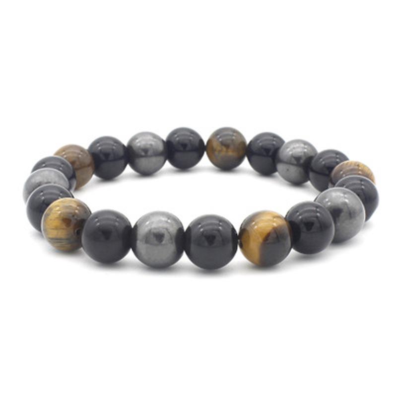 Beaded, Strands Fashion Explosion Jewelry Off-the-shelf 10MM Atmosphere Yellow Tiger Eye Obsidian Magnetic Health Wild Bracelet