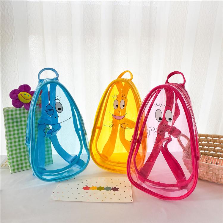 School Bags PVC Candy Color Children&#039;s Cartoon Shoulders Backpack Baby Spring And Summer Transparent Schoolbag Drop