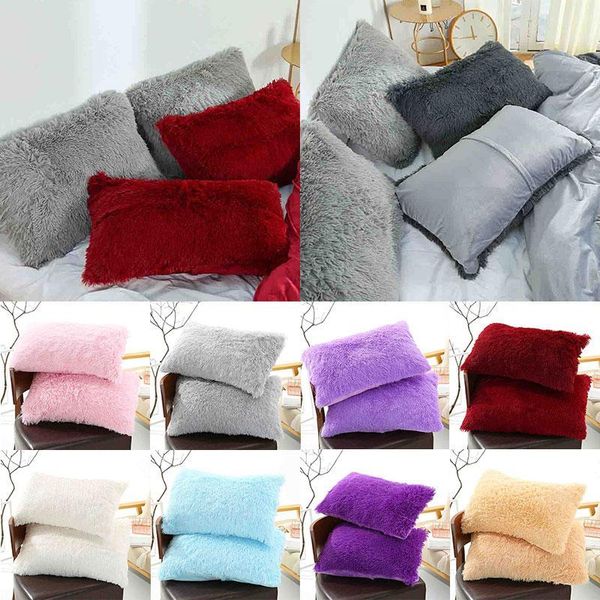 Fashion Fluffy Plush Pillow Case 50x70cm Luxury Long Hair Home Bed Sleeping Pillowcase Throw Cushion Cover Warm Winter
