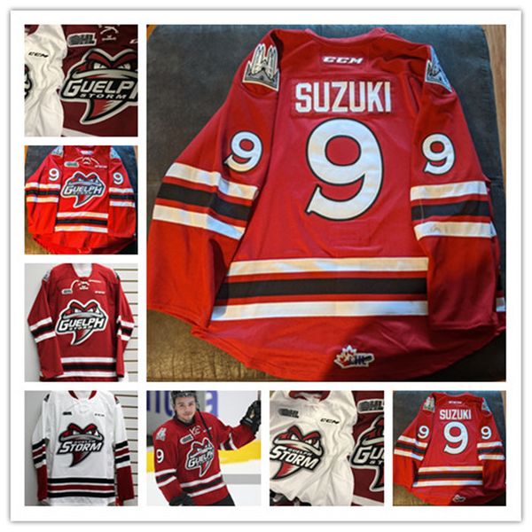Custom CCM #9 Nick Suzuki OHL GUELPH STORM Hockey Jerseys Race Vintage #19 Isaac ratcliffe #6 nate schnarr #5 Dmitri Samorukov Jersey Size S
