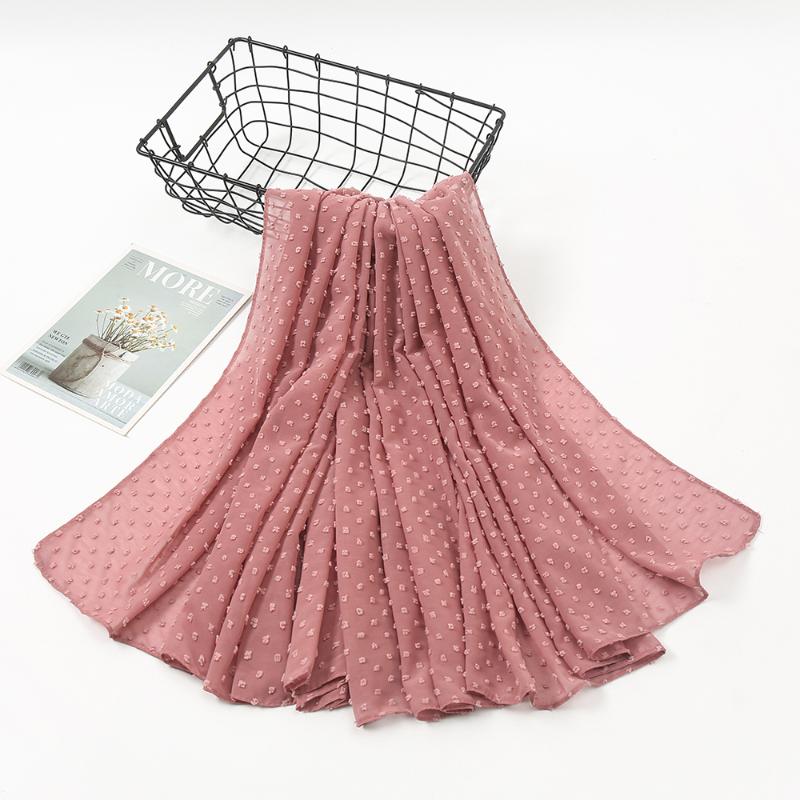 Scarves 115*115cm Plain Chiffon Square Scarf Hijabs Muslim Pom Shawls Fashion Head Wraps Turbans Headscarf Foulard 1PC Retail
