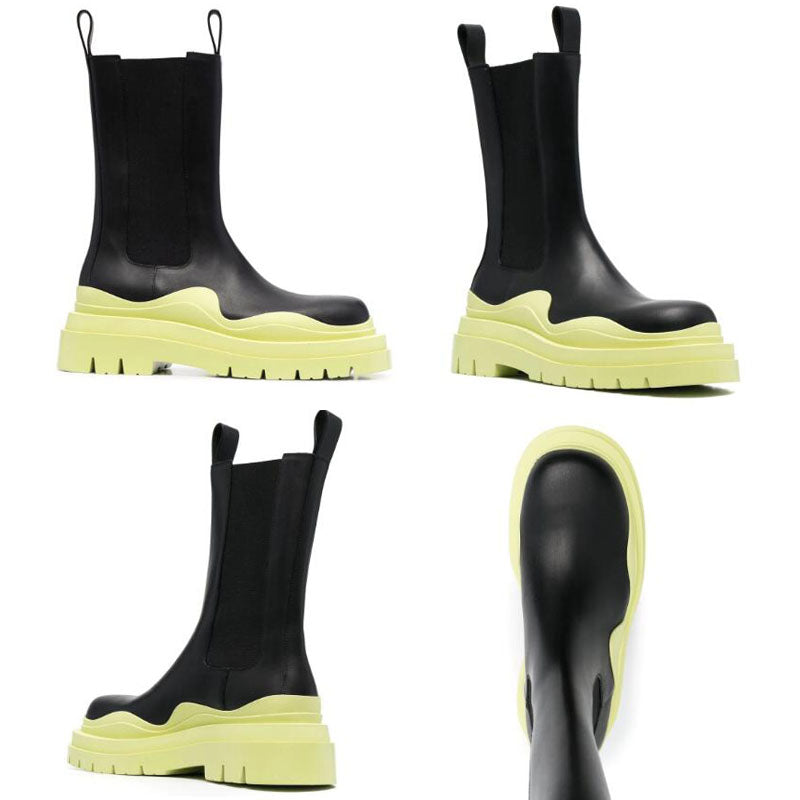 2021 AAAA Man PINK Sole Bottega boot fashion luxury Tire Leather Chelsea booties Men platform chunky shoes lady Knight High-boots designer women boo