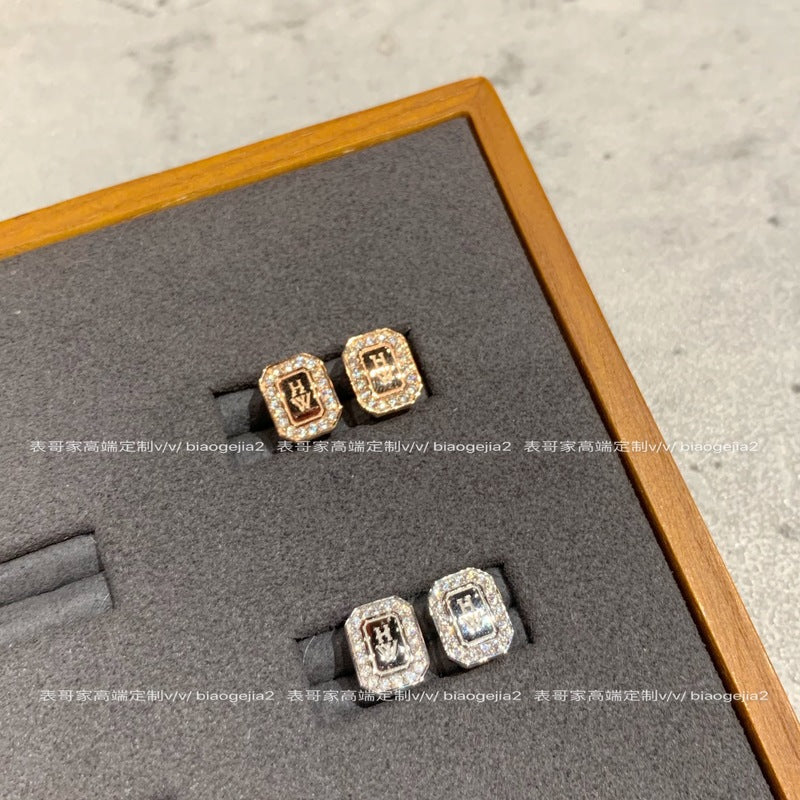 HW the same alphabet perfume bottle is full of luxurious 925 pure silver 18K Ear Stud Earrings lightweight luxury high-class niche design