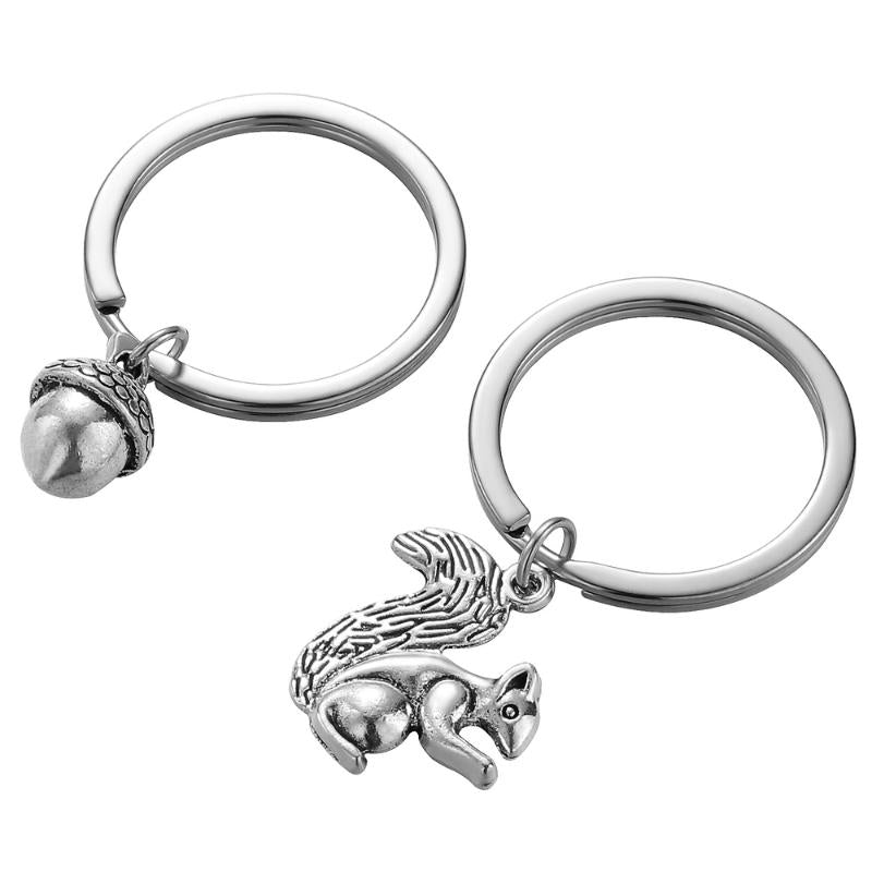 Keychains Amosfun 2pcs Squirrel And Pinecone Design 3D Key Rings Holders Craft Ornaments Valentines Day Giftt