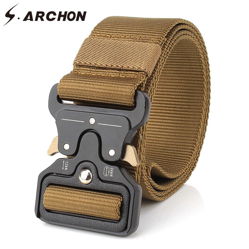 Belts S.ARCHON Military Waist Army Men Soldier SWAT Paintball Tactical Canvas Belt Safety Special Forces BeltsEquipment