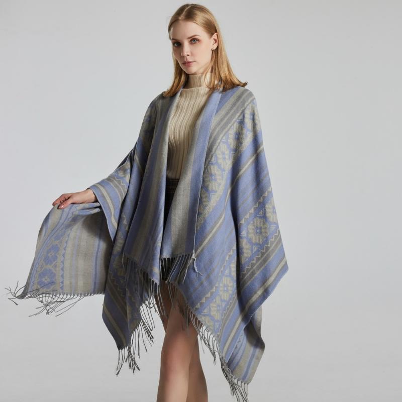 Scarves 2021 Autumn Winter Plus Size Warm Print Ponchos And Capes For Women Oversized Shawls Wraps Cashmere Femme Bufanda