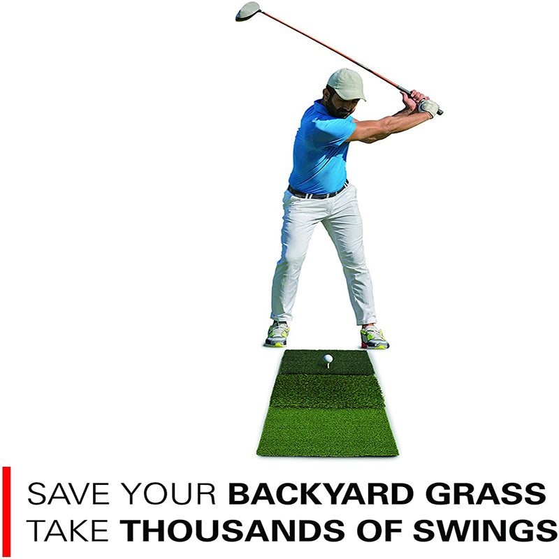 Manufacturer golf portable indoor green artificial short grass 3 in 1 non-slip practice mini outdoor swing hitting mat gfts