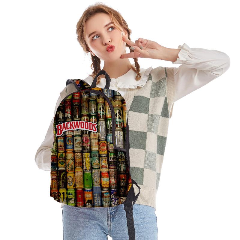 Backpack Teenage Boys Girls School Bags Backpacks BACKWOODS CIGARS Beer 3D Print Fashion Colorful Black Oxford Travel Laptop Bag