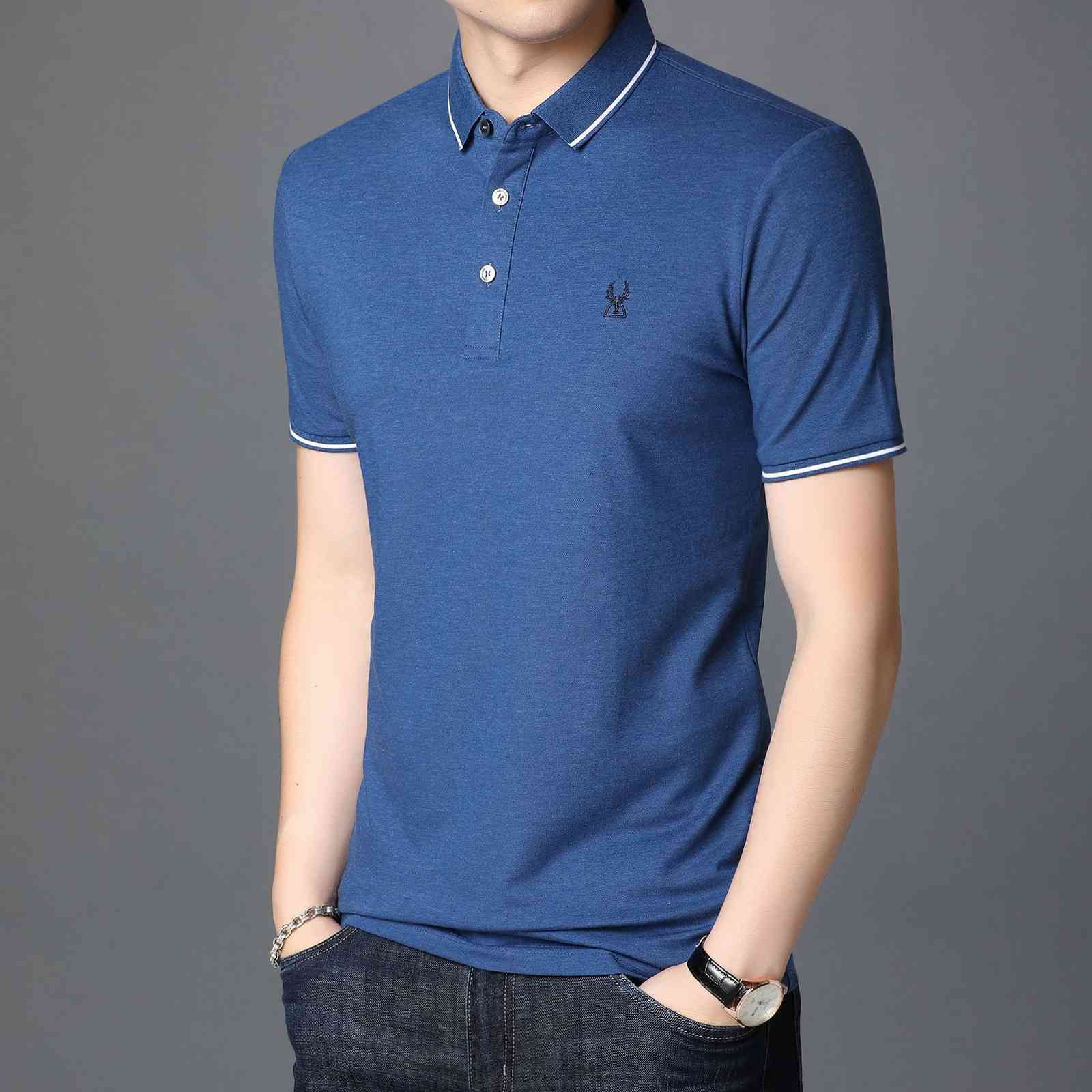 Men&#039;s T Shirts Short Sleeve Summer Youth 2021 Pure Color Cotton Thin Polo