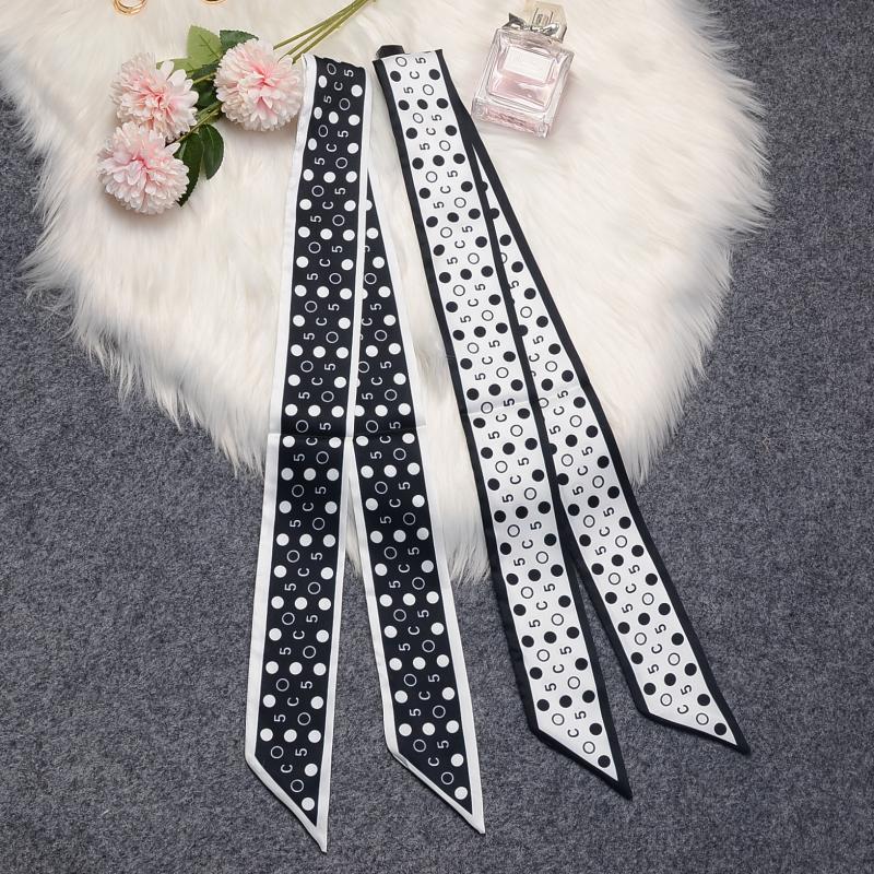 Scarves Retro Black And White Dot Hair Ribbons French Elegant Long Headband Bag Strap Accessories Beautiful Girls Bow Knot Band
