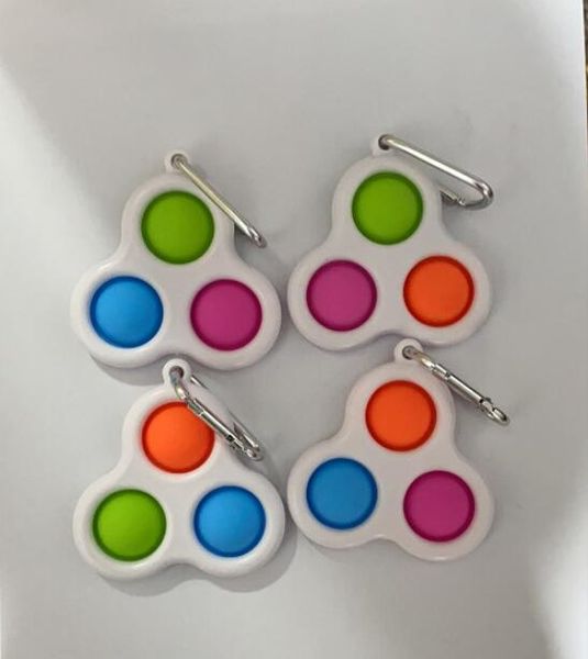 favors 100PCS-DHL Push Bubble simple dimple Key Ring Fidget Pop Toys Keychain Kids Adult Novel Squeeze Bubbles Puzzle Finger Fun Game Fidget