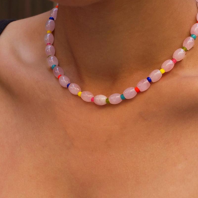 Chokers Bohemian Classic Handmade Jewelry Natural Gemstone Color Beaded Ladies Fashion Short Necklace Elegant Trendy Gift