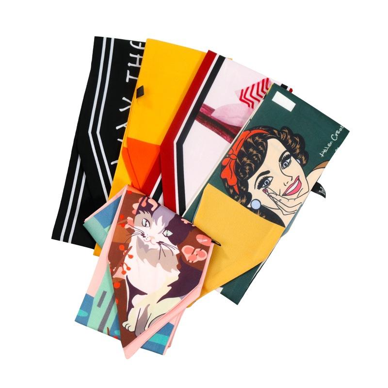 Scarves 2021 Summer Individual Character Narrow Strip Small Scarf Joker Decorative Neck Short Long Silk For Women