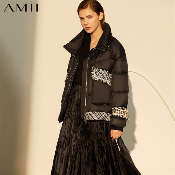 Minimalism Winter Coat Women Fashion Patchwork Stand Collar Zipper Women&#039;s Down Jacket Causal 12070606 210527