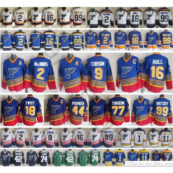 96 Vintage St. Louis Blues Jerseys Ice Hockey Jerseys 18 Tony Twist 16 Brett Hull 99 Wayne Gretzky 2 AL MacINNIS 9 Shayne Corson 9 Doug Gilmou