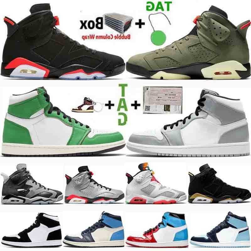 Travis Scotts Infrared 6 6s DMP HARE Black Cat Mens Basketball Shoes 1 1s Lucky Green Twist Obsidian UNC Fearless Women SneakersCEO4KDN2
