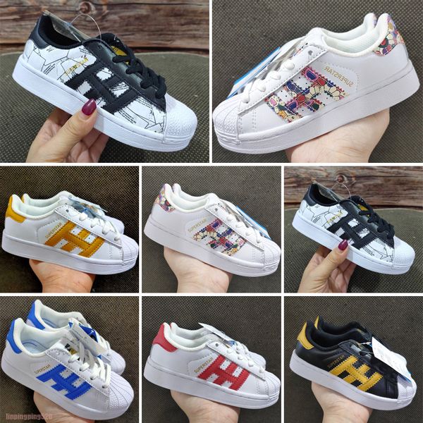 2021 stripe Low Casual Trainer skateboard shoes Children Boy Girl Kids youth Skate Sneaker Fashion Sport running Shoe size26-35