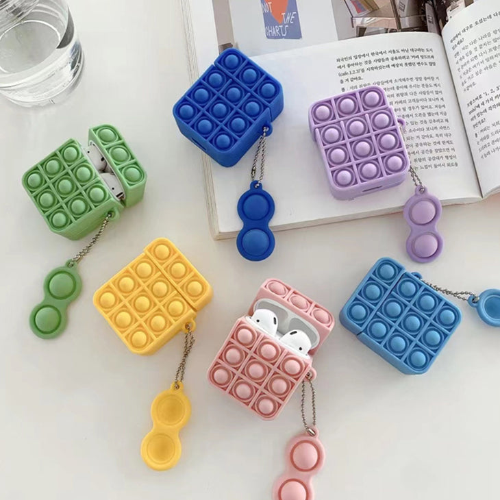 Reliver Stress Pop Fidget Toys Push It Bubble Cases Airpods 2 1 Wireless Headphone Earphone Cover