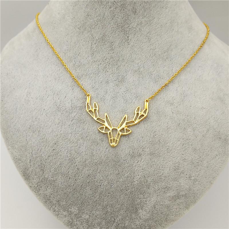 Pendant Necklaces Dropship Fashion Origami Antler Neckless Deer Horn Women Choker Necklace Collars Moose Jewelry Christmas Gift
