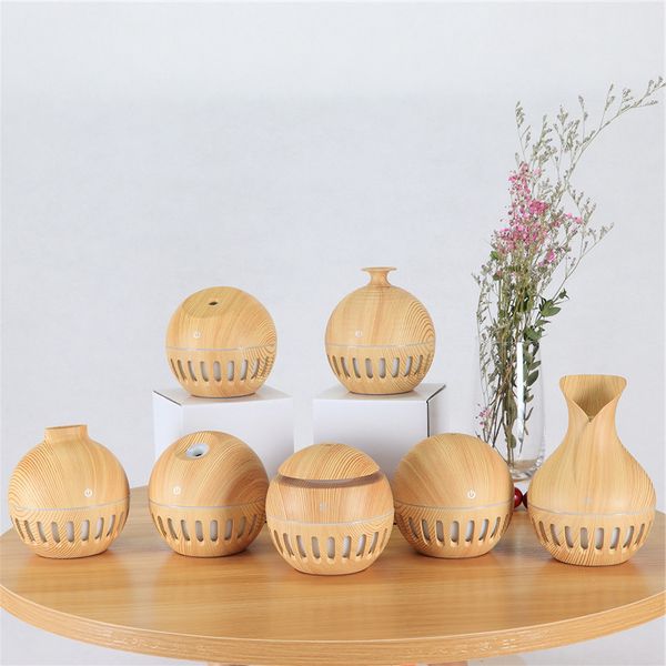 130ml Electric Air Humidifier Essential Aroma Oil Diffuser USB Rechargeable Wood Grain Humidifiers With 7 Color LED Lights Humidificador De