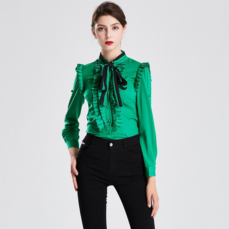 Women&#039;s Blouses Spring and summer fashion novel printing personality Long sleeve Self-cultivation jacket shirt2411