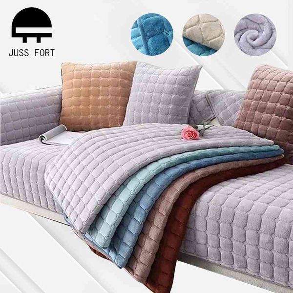 Solid Color Non-slip Sofa Cover Thicken Soft Plush Cushion Towel for Living Room Furniture Decor Slipcovers Couch Covers 210723