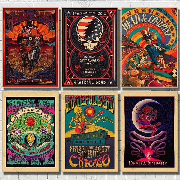 Skull Abstract Home Decor The Grateful Dead Tin Posters Cartoon Wall Art Metal Plates Pub Bar Sign for Bedroom Q0723