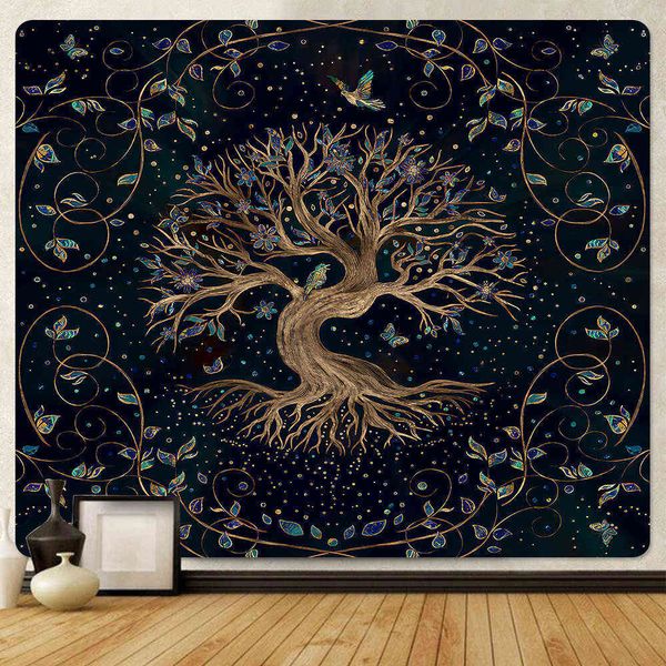 Tree of Life Home Art Tapestry Bohemian Decorative Tapestry Hippie Yoga Mat Large Size Sheet Sofa Blanket 210609