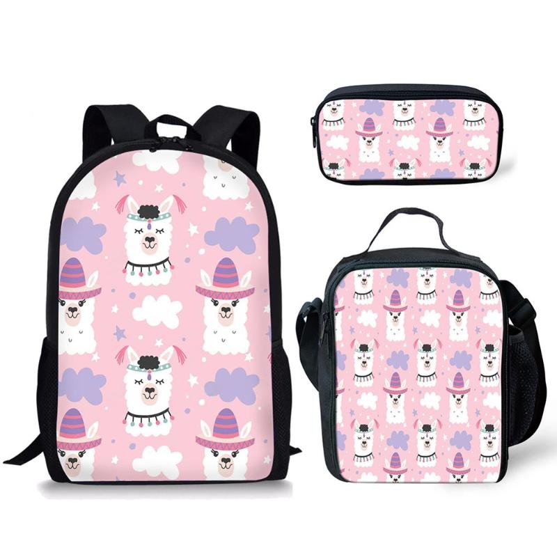 School Bags Children Bag For Girl Llama Alpaca 3D Printing Kid&#039;s Schoolbag Shoulder Girls Kindergarten Book Mochila Infantil