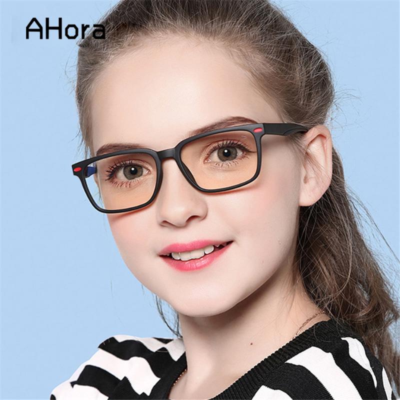 Fashion Sunglasses Frames Ahora Blocking Blue Light Square Kids Goggle Glasses TR90 Boys&Girls Computer Optical Spectacle Children Games Eye