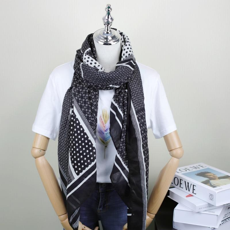 Scarves Black White Geometric Small Round Dot Soft Beach Quality Shawl Cotton Scarf Fashion Bandana Pashmina Wrap Hijab Muffler