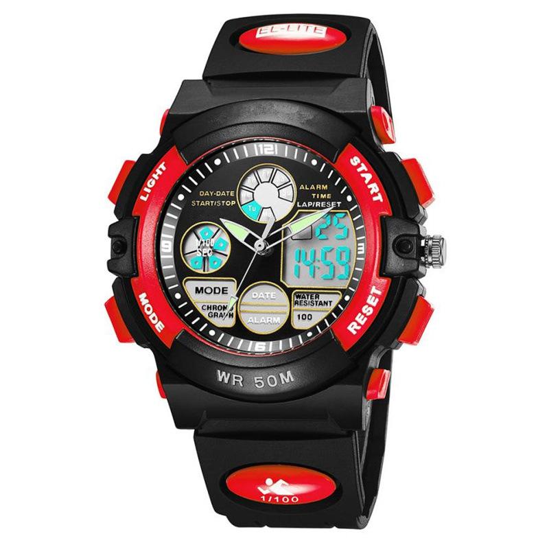Wristwatches Sport Students Watch Men Youth Teenager Multi-Function 50M Waterproof Clock LED Digital Double Action L40