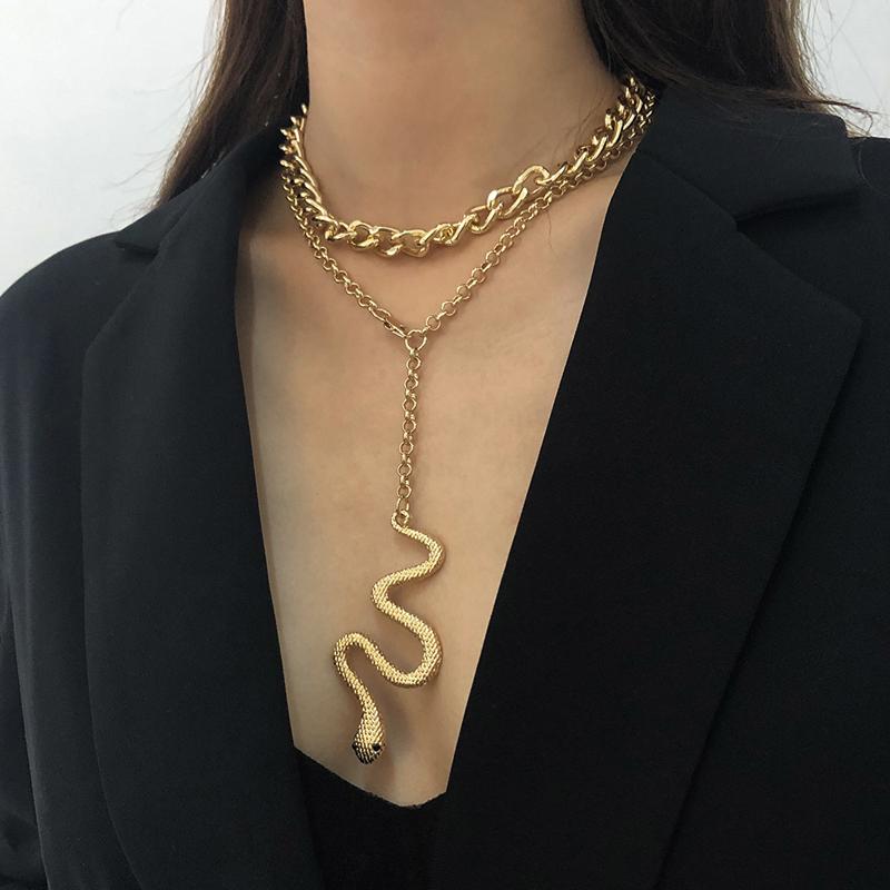 Pendant Necklaces Cuban Chain Snake Necklace For Women Punk Hip Hop Gothic Neck Statement Choker Collier Fashion Jewelry