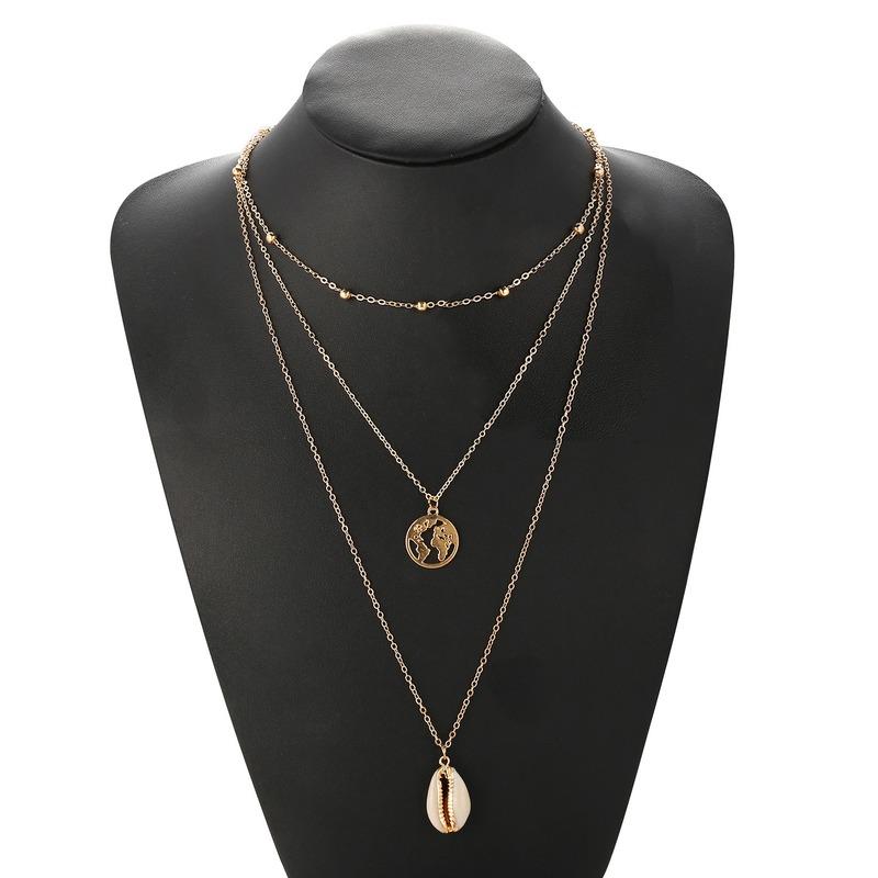 Pendant Necklaces Simple Shell Multi-layer Necklace Women Bohemian Beach Beads Tassel Chain Choker