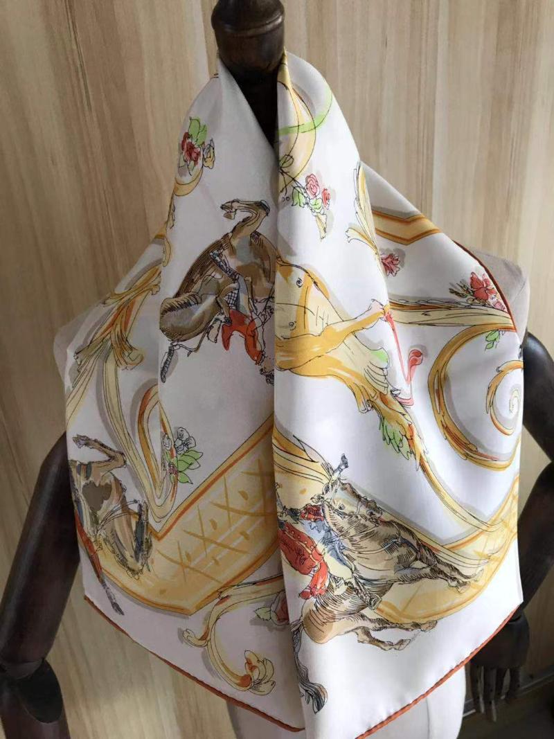 Scarves 2021 Arrival Fashion Elegant Yellow 100% Silk Scarf 90*90 Cm Square Shawl Twill Wrap For Women Lady Girl
