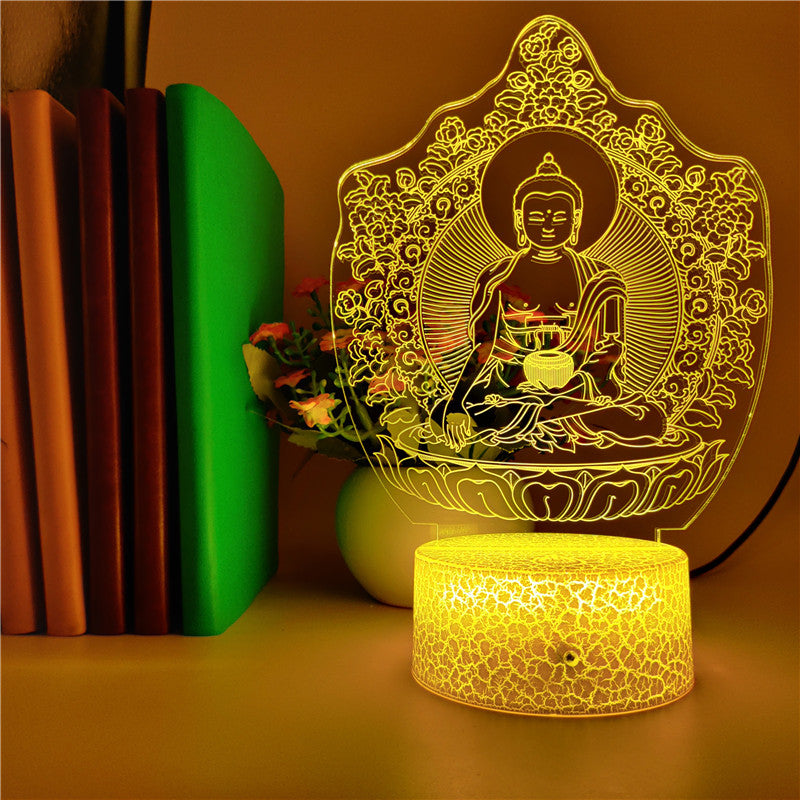 USB Desk Lamp 3D Acrylic Night Sensor Light LED the Lord Budda Figure Nightlight Atmosphere Decoration Sincere Gift for Buddhist
