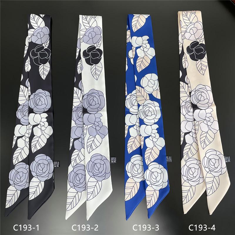 Scarves Romantic Turban Rose Flower Print Women&#039;s Small Long Silk Scarf Handbag Ribbon Ladies Neck M69