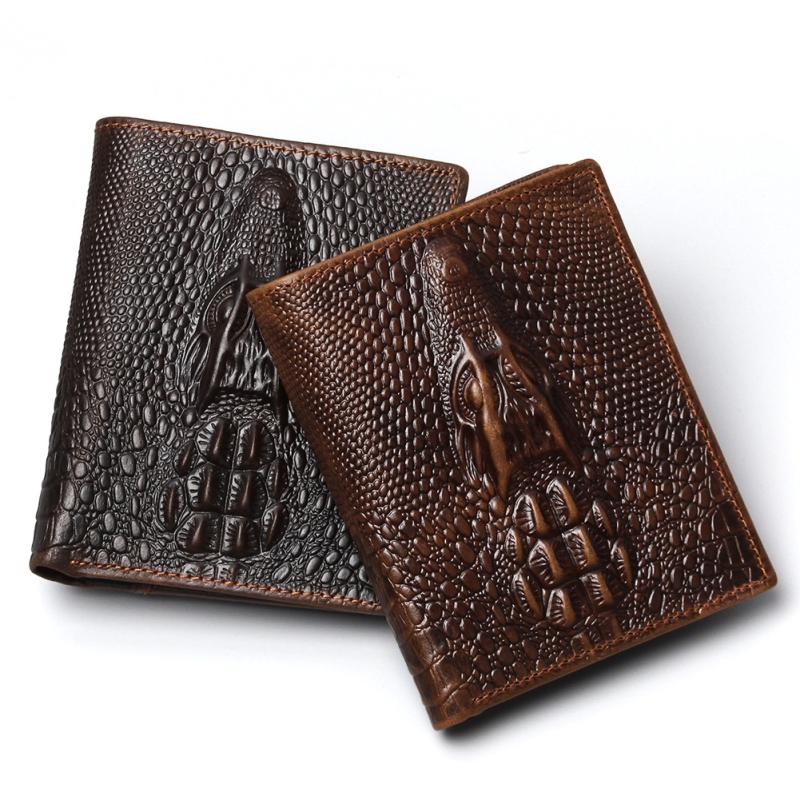 Wallets Genuine Leather Alligator Money Bag Crocodile Pattern Slim Wallet Men Short Holders Coin Pocket Purse