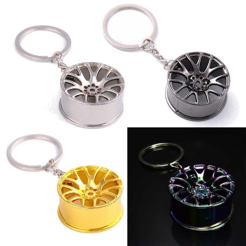 Keychains 1 Pc Mini Wheel Hub Key Chain Tire Styling Car Ring Men&#039;s Cool Keychain Keyring 4 Colors