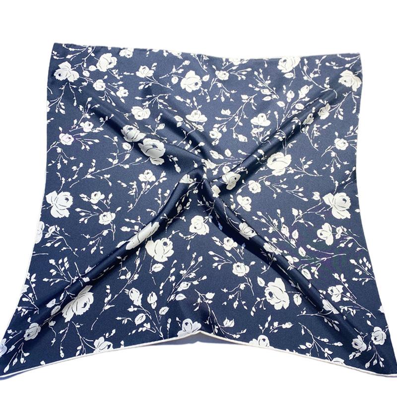 Scarves Summer Women 50cm Square Scarf Twill Elegant Print 14 Momme 100% Real Silk Multifunction Headband Bag Accessories