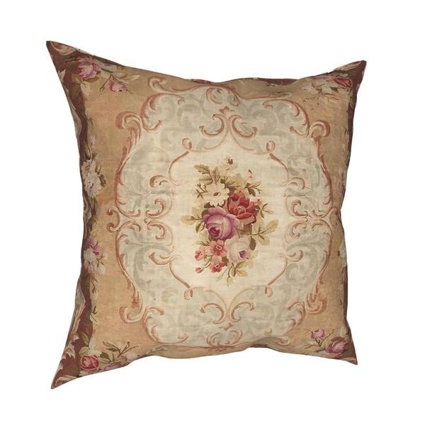 Cushion-Decorative Pillow Antique Rose Floral Aubusson Cover Home Decor Cushions Throw For Living Room Double-sided Printing