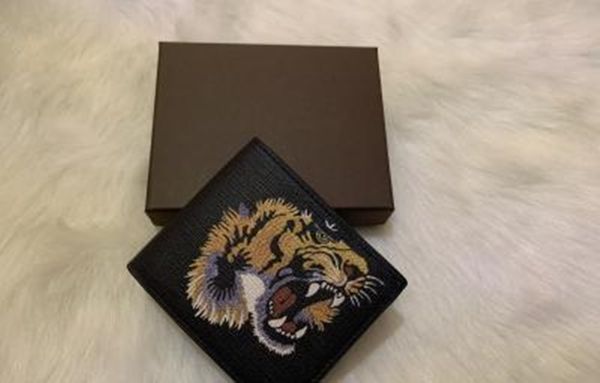Men Animal Short Wallet Leather Black Snake Tiger Bee Wallets Women Long Style Luxury Purse Card Holders With Gift Box Top Quality