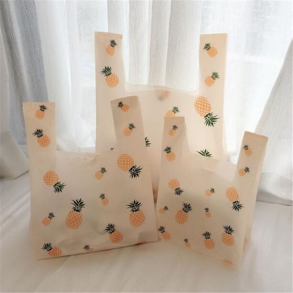 Gift Wrap 50Pcs-Lot Supermarket Plastic Bags Shopping Packaging Vegetables Bag Good Quality Vest Pineapple Birthday Pouches1