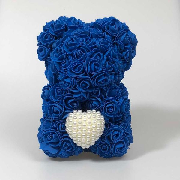 Creative Rose Bear 25cm Artificial Foam With Pearl Heart Rose Teddy Bear Kids Birthday Gift Valentine&#039;s Day Gift Home decoration 210624