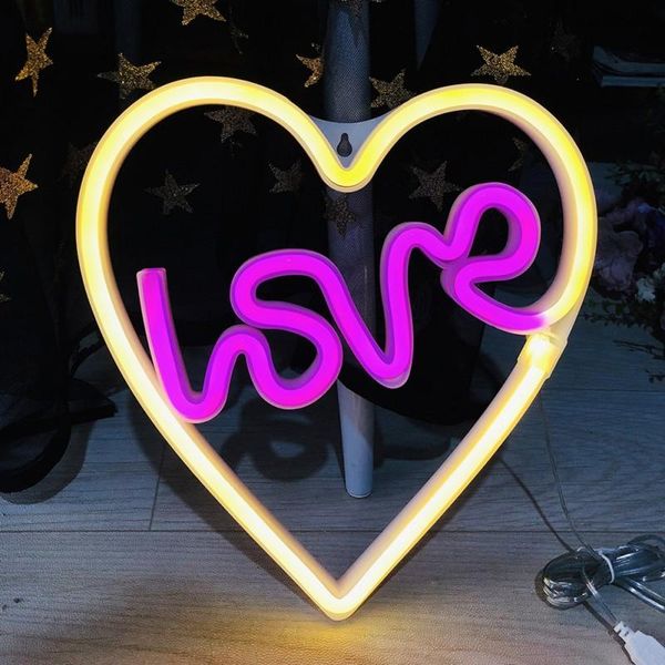 Party Decoration Heart Led Neon Signs Light Cactus Solitary Horned Animal Bar Shop Window Room Home Decor Bulb For Christmas Gift Table Lamp