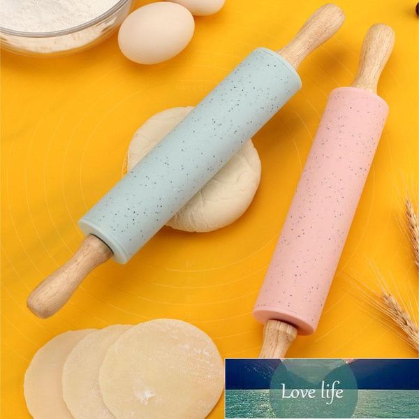 Size Silicone Rolling Pin Wooden Handle Non-Stick Dough Roller Pizza Pastry Baking Accessories Cookie Kitchen Tools Pins & Boards Factory pr