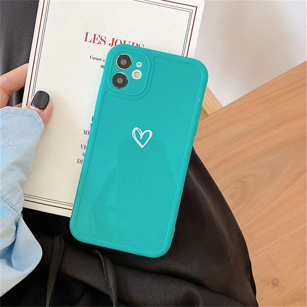 phone cases Love Heart Camera Protection coque iPhone 13 12 11 Pro max 7 8 Plus X XR XS Max mini Candy Color Glossy Soft TPU Back Cover