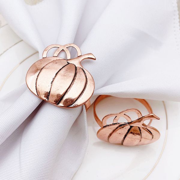 Pumpkin Shape Napkin Rings Alloy Metal Napkins Holders for Bar Restaurant Halloween Party Dinner