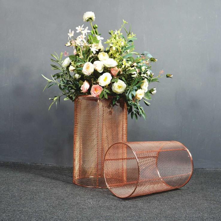 Party Decoration Wedding Stage Backdrops Arch Road Lead Table Centerpieces Flower Stand Grid Column Rose Gold Cylinder Plinth Vases